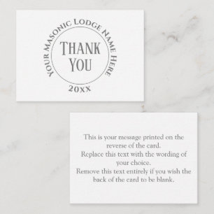 Freemasons Masonic Ladies Night Thank You Note Car Card
