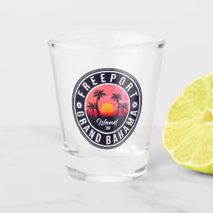 Freeport Bahamas Retro Sunset Souvenirs 60s Shot Glass
