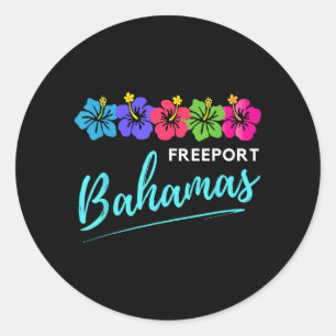 Freeport Bahamas Tropical Flower Beach Vacation Classic Round Sticker
