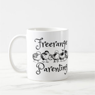 Freerange Parenting with Outline of Chicks Coffee Mug