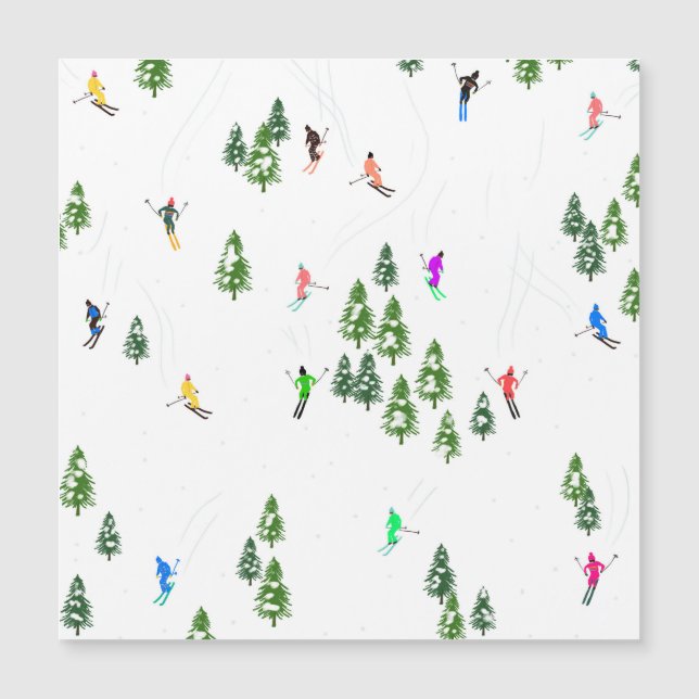 Freeride Alpine Skiers Skiing Illustration Party   (Front)