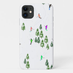 Freeride Alpine Skiers Skiing Illustration Party iPhone 11 Case