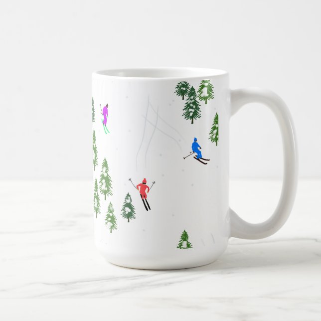 Freeride Alpine Skiers Skiing Illustration Party   Coffee Mug (Right)
