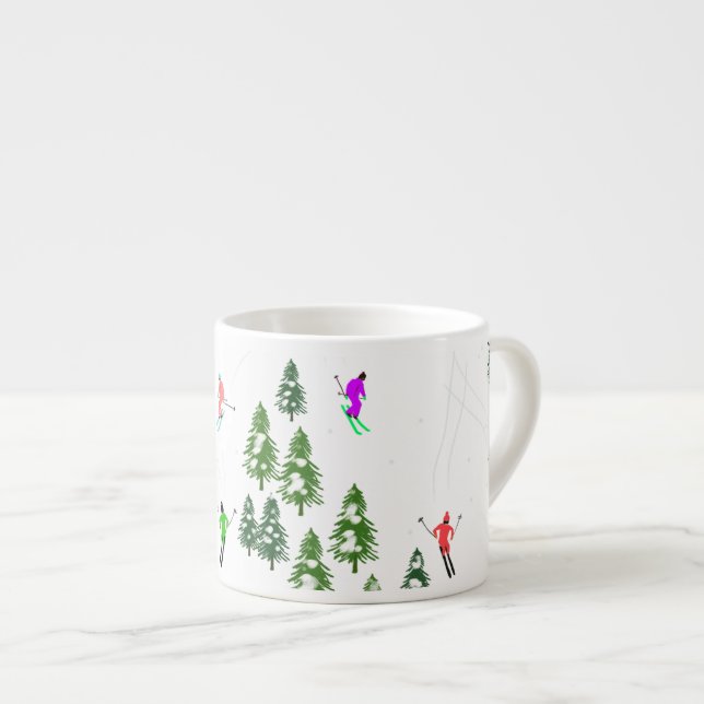 Freeride Alpine Skiers Skiing Illustration Party   Espresso Cup (Front Right)