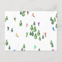 Freeride Alpine Skiers Skiing Illustration Party