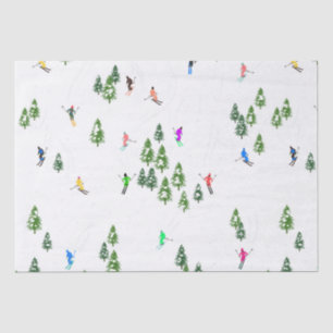 Freeride Alpine Skiers Skiing Illustration Party   Tissue Paper