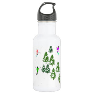 Freeride Alpine Skiers Skiing illustration Ski  532 Ml Water Bottle