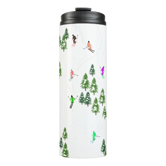 Freeride Alpine Skiers Skiing illustration Ski  Thermal Tumbler (Front)