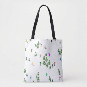 Freeride Alpine Skiers Skiing illustration Ski Tote Bag