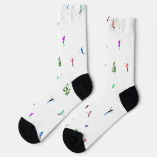Freeride Alpine Skiers Skiing Illustration Socks