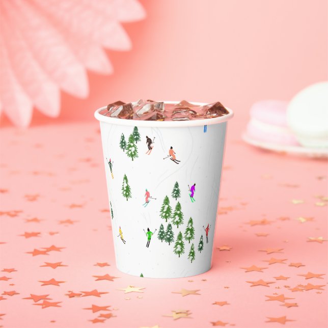 Freeride Alpine Skiers Skiing Ski Skis Art Party Paper Cups (Insitu)