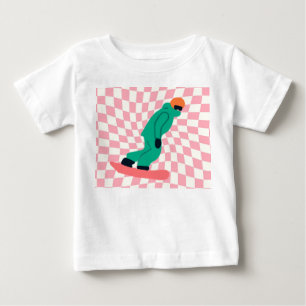Freeride Snowboarder In Green Suit Chequered     Baby T-Shirt