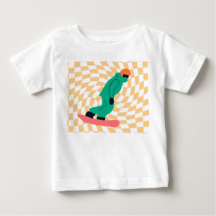 Freeride Snowboarder In Green Suit Chequered    Baby T-Shirt