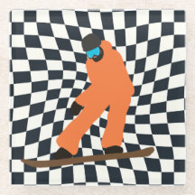 Freeride Snowboarder In Orange Suit Chequered  
