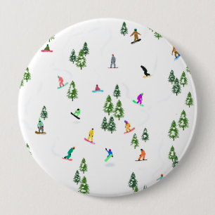 Freeride Snowboarder Snowboarding Illustration   10 Cm Round Badge