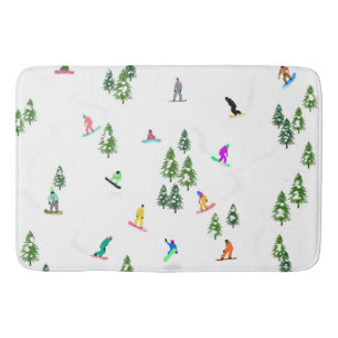 Freeride Snowboarder Snowboarding Illustration Bath Mat