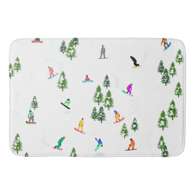 Freeride Snowboarder Snowboarding Illustration  Bath Mat (Front)