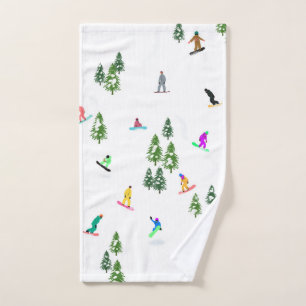 Freeride Snowboarder Snowboarding Illustration Hand Towel