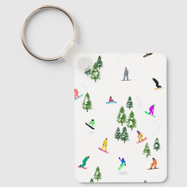 Freeride Snowboarder Snowboarding Illustration  Key Ring (Front)