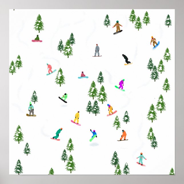 Freeride Snowboarder Snowboarding Illustration  Poster (Front)