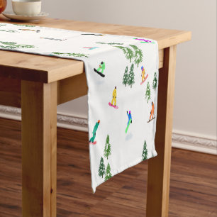 Freeride Snowboarder Snowboarding Illustration  Short Table Runner