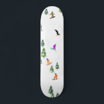 Freeride Snowboarder Snowboarding Illustration    Skateboard<br><div class="desc">Cool whimsical illustration art of colourful snowboarders,  snowboarding downhill in mountains among pine,  spruce,  fir trees on fresh snow powder. Snowboard and xmas outdoor sport in a winter forest. Snowboarder gifts. Snowboarding Christmas decor.</div>