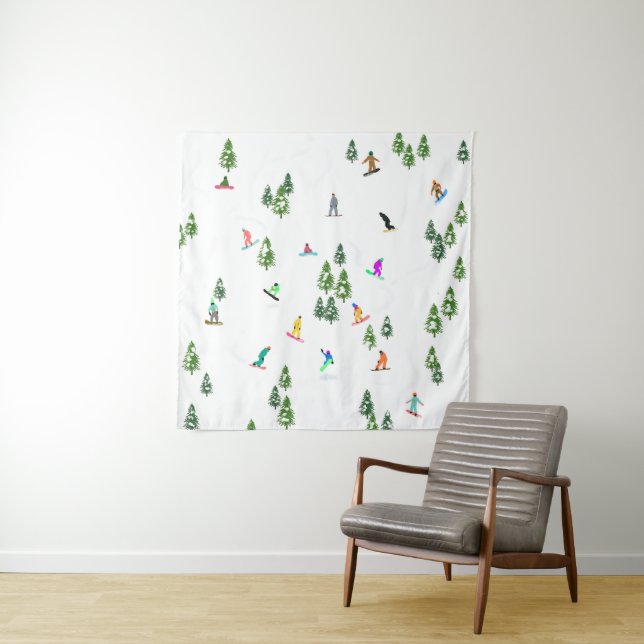 Freeride Snowboarder Snowboarding Illustration   Tapestry (In Situ)