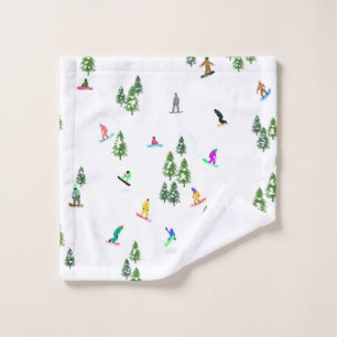 Freeride Snowboarder Snowboarding Illustration Wash Cloth