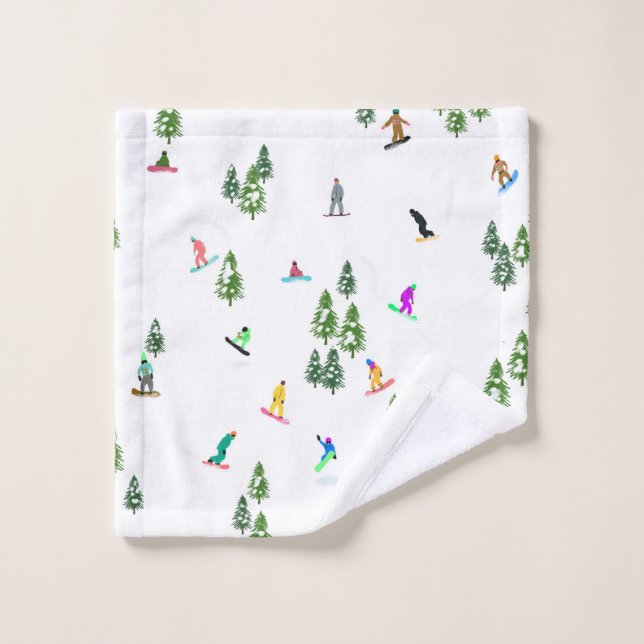 Freeride Snowboarder Snowboarding Illustration  Wash Cloth (Wash Cloth)