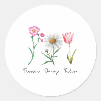 Freesia Daisy Tulip Subtle Flower Stem Nature Resi Classic Round Sticker