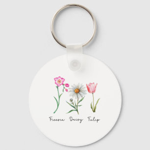 Freesia Daisy Tulip Subtle Flower Stem Nature Resi Key Ring