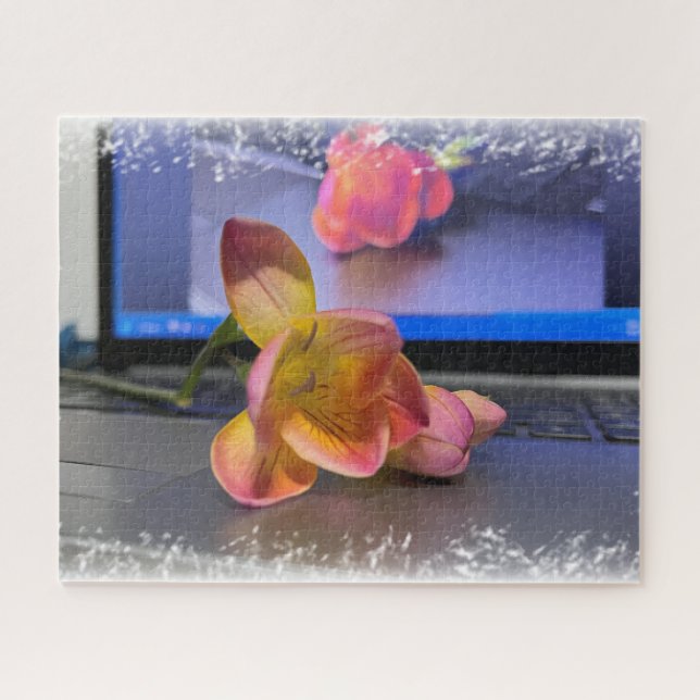 Freesia flower on the keyboard jigsaw puzzle (Horizontal)