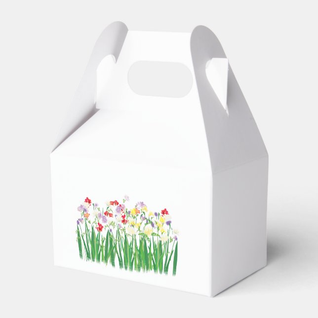 freesia flowers, botanical illustration favour box (Back Side)