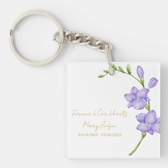 Freesia Memorial Funeral Photo Keychain (Front)