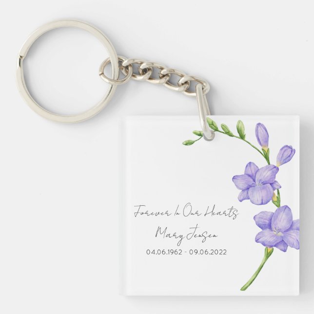Freesia Memorial Funeral Photo Keychain (Front)