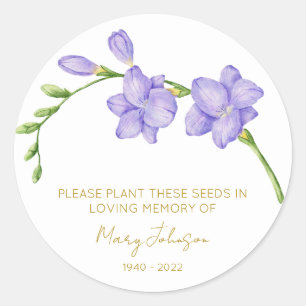 Freesia Memorial Funeral Seed Packet Classic Round Sticker