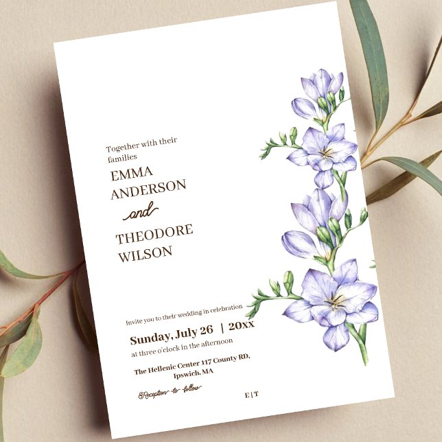 Freesia Minimalist Modern Beautiful Floral Wedding Invitation (Creator Uploaded)