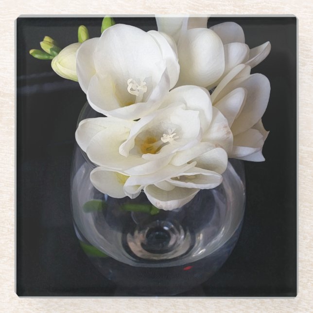 freesia night cup glass coaster (Front)