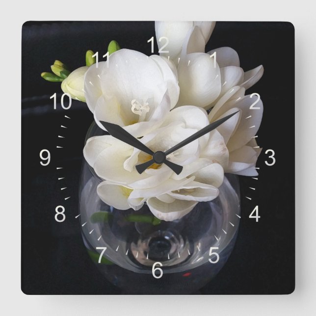 freesia night cup square wall clock (Front)