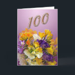 Freesias Happy 100th Birthday Greeting Card<br><div class="desc">A simple but elegant card to celebrate a 100th Birthday. Created from an original watercolour painting.</div>