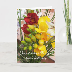 Freesias Personalized 40th Wedding Anniversary Card
