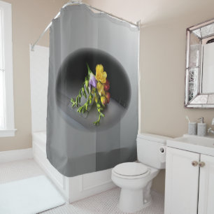 Freesias under spotlight shower curtain