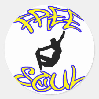freesoul snowboarder classic round sticker