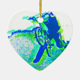 Freestyle BMX Rider in Cool Pop Art Style Ceramic Ornament