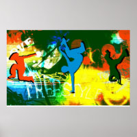 Freestyle Break Dance Graffiti Poster Hip Hop