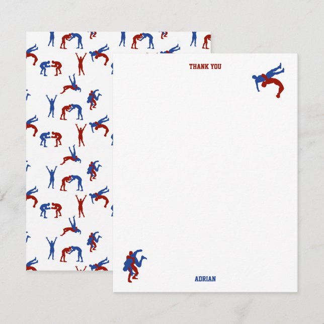 Freestyle Greco Roman Wrestling Custom Name Thank You Card (Front/Back)