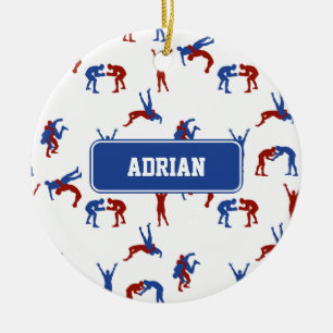 Freestyle Greco Roman Wrestling Pattern Ceramic Ornament