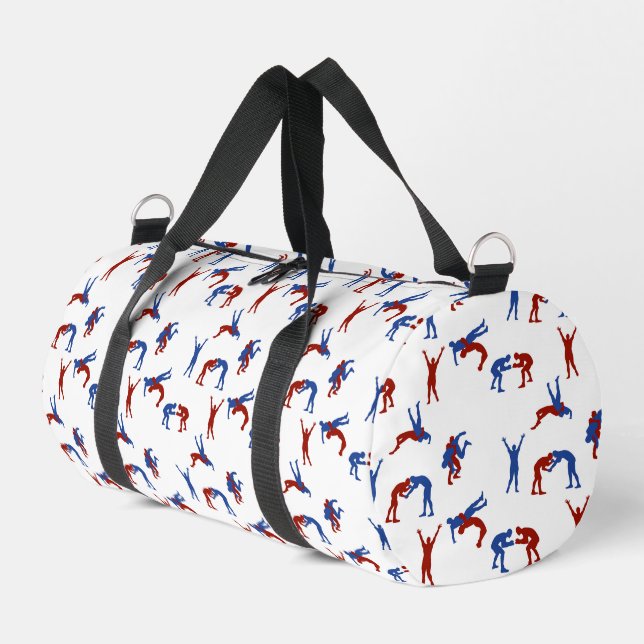 Freestyle Greco Roman Wrestling Pattern Duffle Bag (Left Corner)