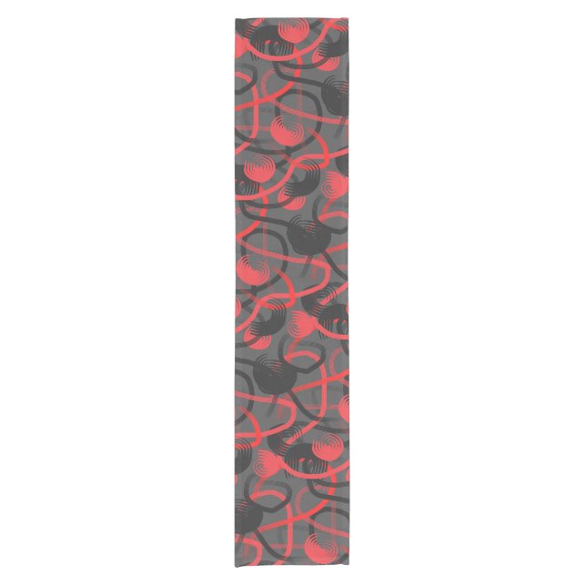 Freestyle Red Black Grey Brushstrokes Pattern Short Table Runner (Front)