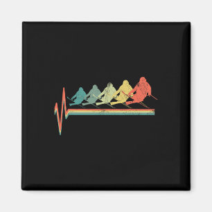 Freestyle Ski Skiing Skier Heartbeat Retro Funny G Magnet